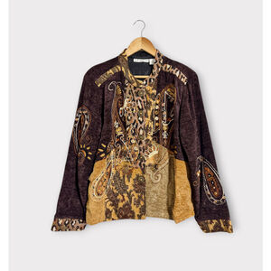 Dress Barn Vintage Abstract African Vibes Embroidered Jacket